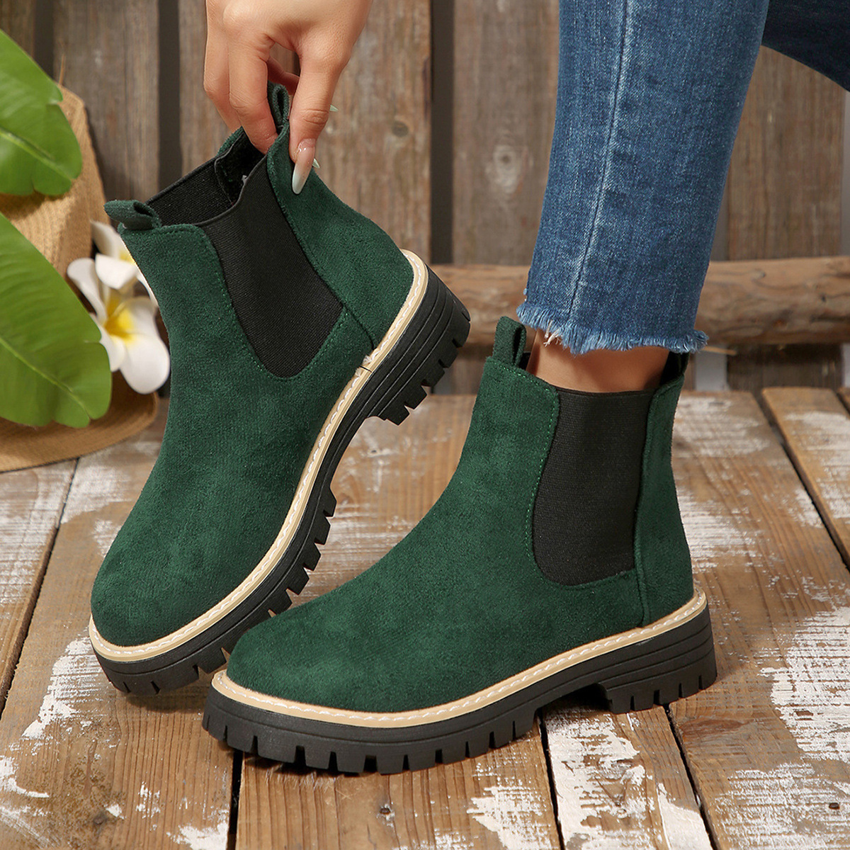 Women's Round-Toe Fashionable Casual All-Match Boots foto 4