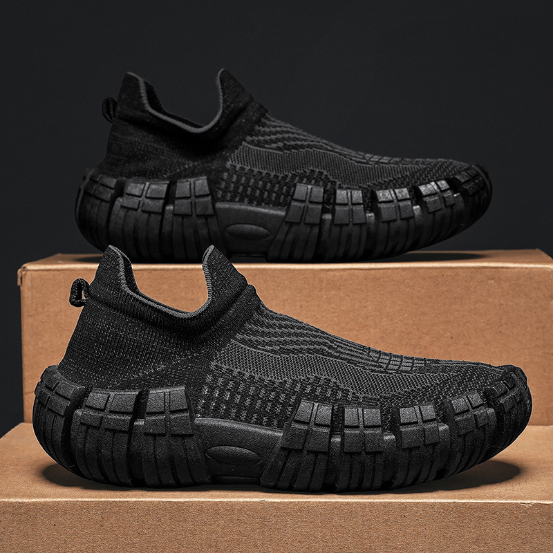 Mens Lightweight Non-slip Soft-soled Mesh Flyknit Casual Sports Shoes foto 5