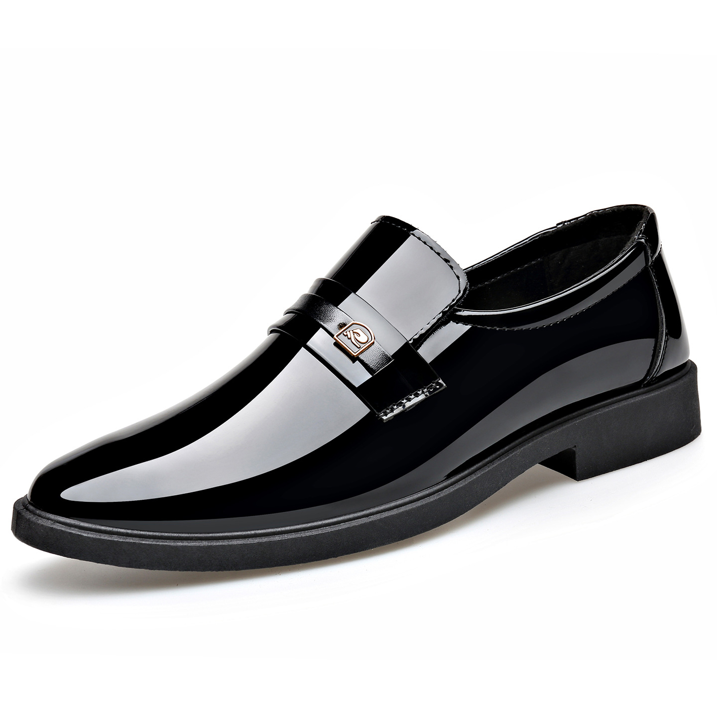 Dress Leather Shoes With A Mirror Like Slip On Design foto 3
