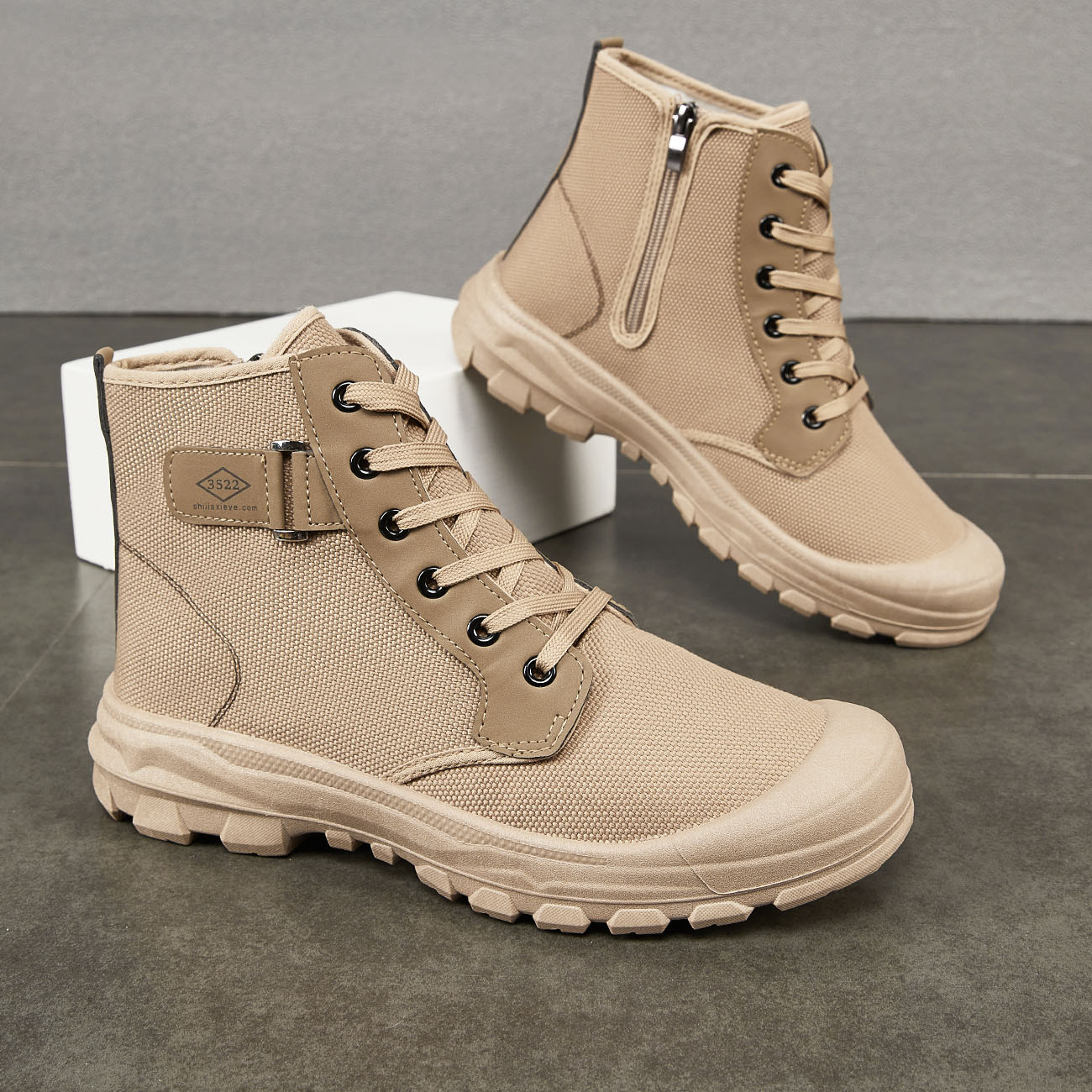 Men's High-top Side Zipper Waterproof Non-slip Wear-resistant Labor Protection Shoes foto 5
