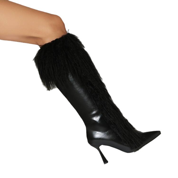 Womens Tassel Boots Stylish HighHeel Long Boots With A Side Zipper foto 5