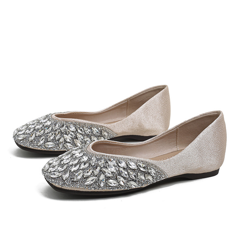 Flat Bridesmaid Shoes Wedding Shoes Exquisite Square Toe Women's Shoes foto 2