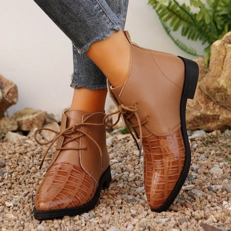 Retro Pointed Fashion Ankle Boots Women Flat Low Heel foto 5
