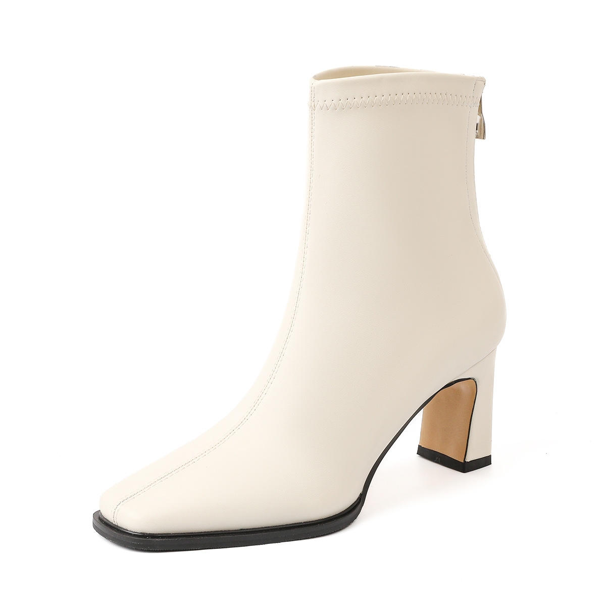 Chunky Heeled Tall Leather Stretch Riding Boots foto 3