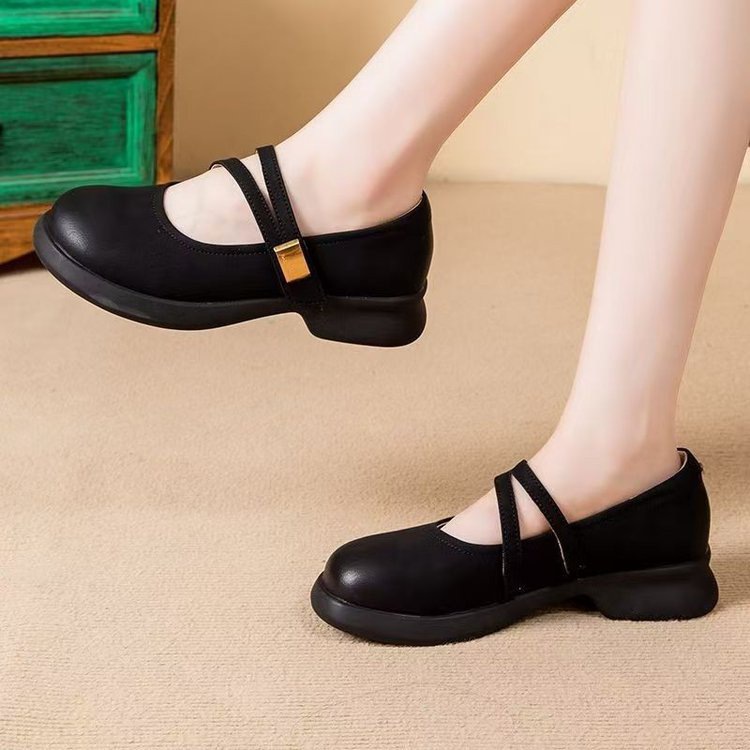 Spring Breathable All-Match Retro Low-Heel Shallow-Toe Pumps foto 5