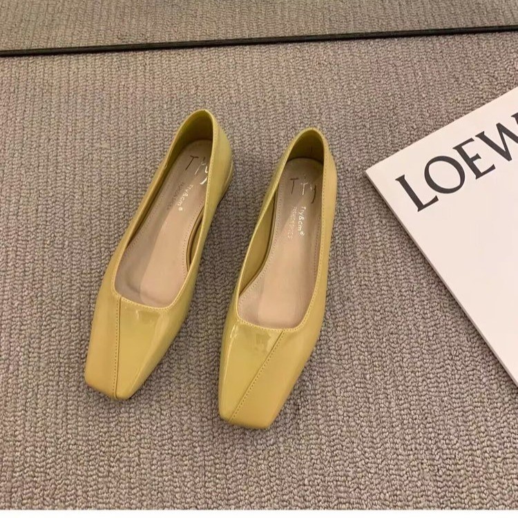 Spring All-matching Low Heel Retro Flat Bottom Square Toe Gommino Pumps Women foto 2
