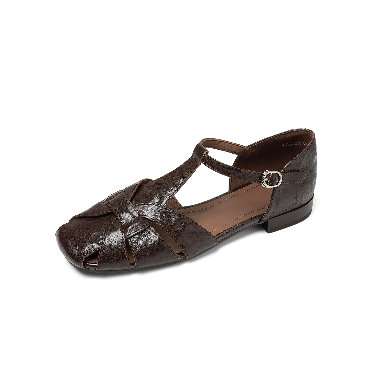Women's Genuine Sheepskin Fisherman Sandals, Handmade Woven T-Strap Closed Toe Flat Shoes foto 5