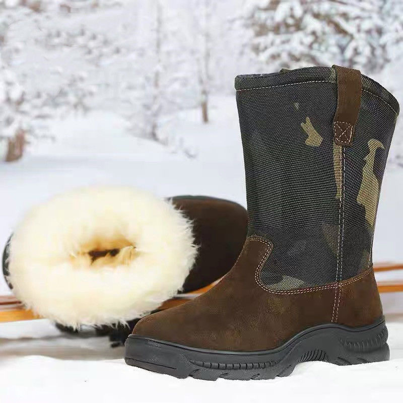 Snow Boots Men's Fur Integrated High-top Long Tube Big Cotton Shoes foto 4