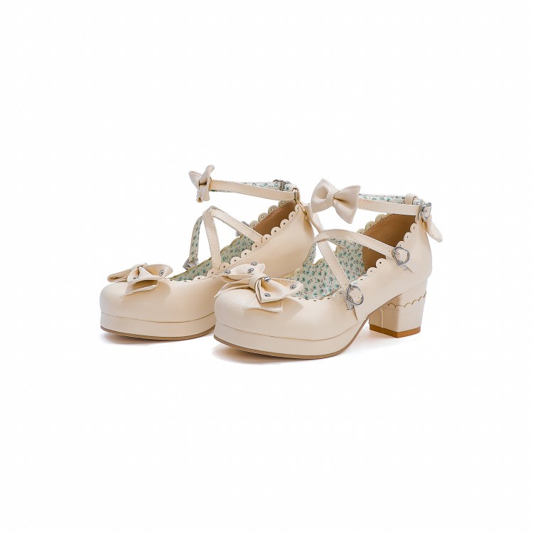 Women's Retro Cute Bow-clasp High Heels foto 2