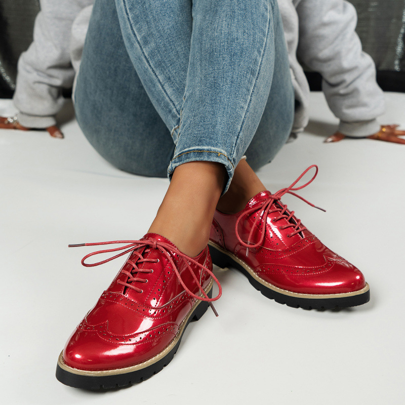 Women's Fashion Color Mirror Loafers Lace-up Shoes foto 4