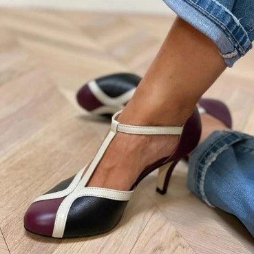 High Heel Fashion Round Toe Large Size Color Matching foto 4