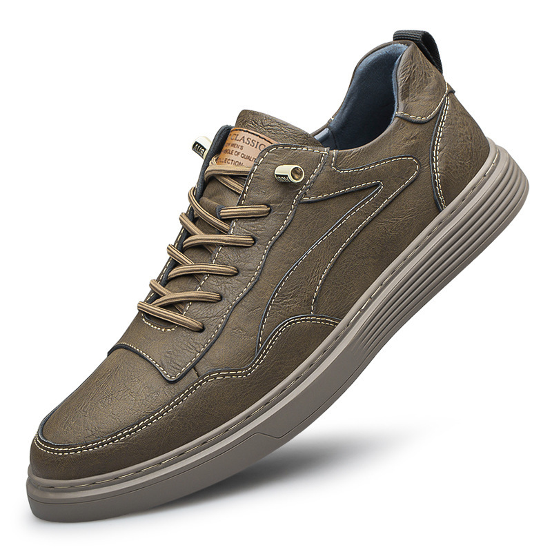 Men's Round Toe Board Cowhide Breathable Shoes foto 5