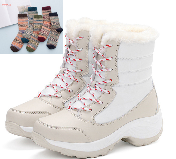 Snow Boots Female High To Help Waterproof Ladies Cotton Plus Velvet Shoes foto 2