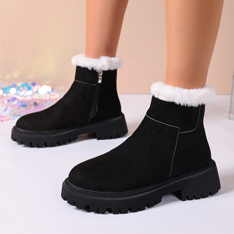 Insulated Cotton-padded Shoes Martin Boots Plus Size Thick Bottom Chunky Heel Bootie foto 5