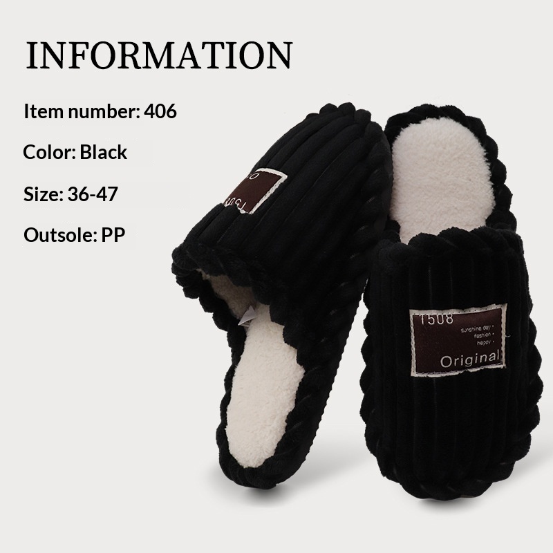 Household Non-Slip Warm Plush Floor Slippers foto 3