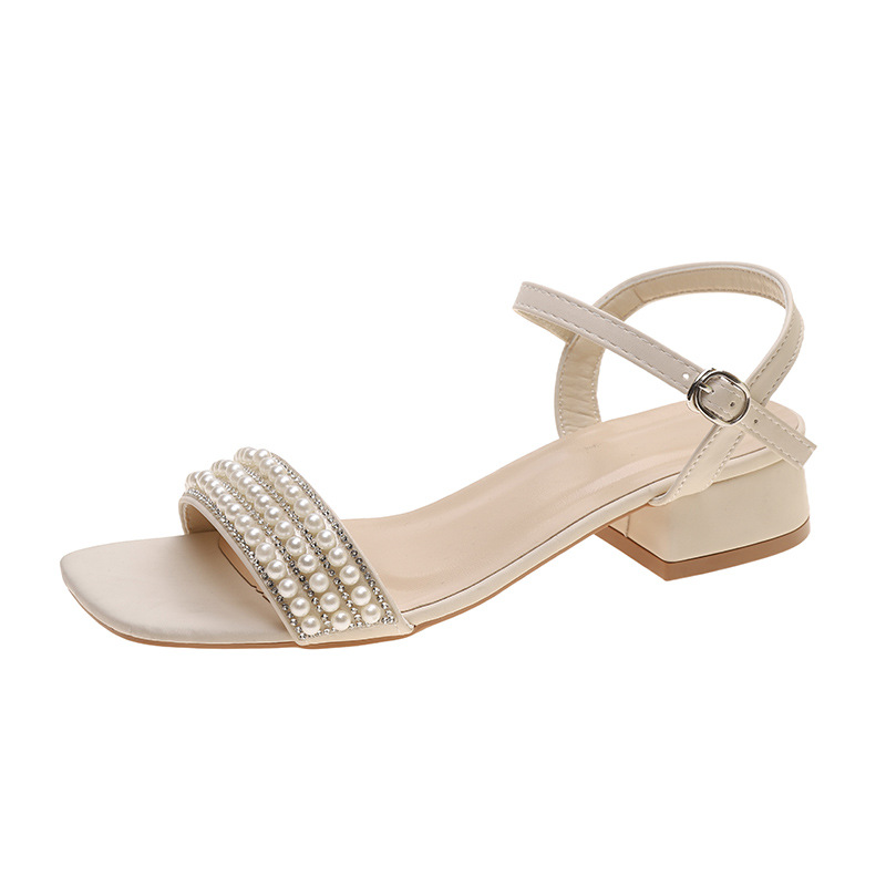 Women's Mid Heel Square Toe Ankle Strap Outerwear Sandals foto 3