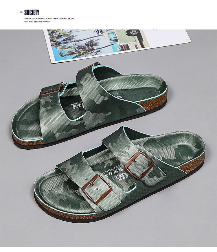 Platform Slippers Men's And Women's Same Frosted Leather Double-breasted Two-word Slippers foto 3
