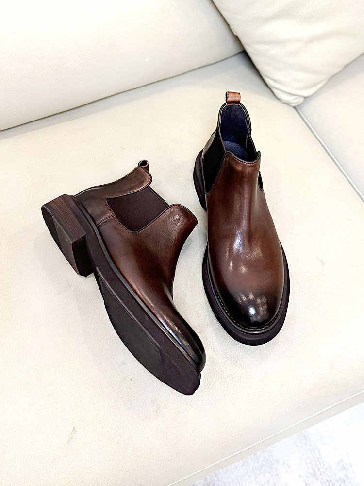 Men's Genuine Leather High-top Leather Shoes Thick Bottom Increased By Cowhide Martin Boots foto 3
