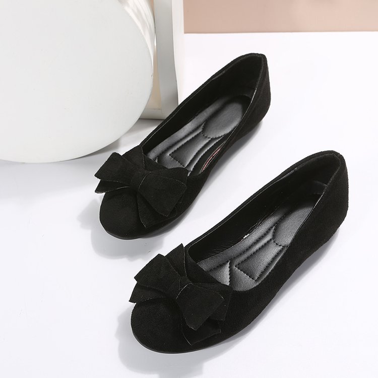 Rubber Plus Size Flat Casual Shoes Women Suede Bow Round Head Gommino foto 4