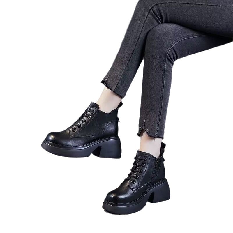 Womens Mid-calf Boots With Thick Chunky Heels foto 4