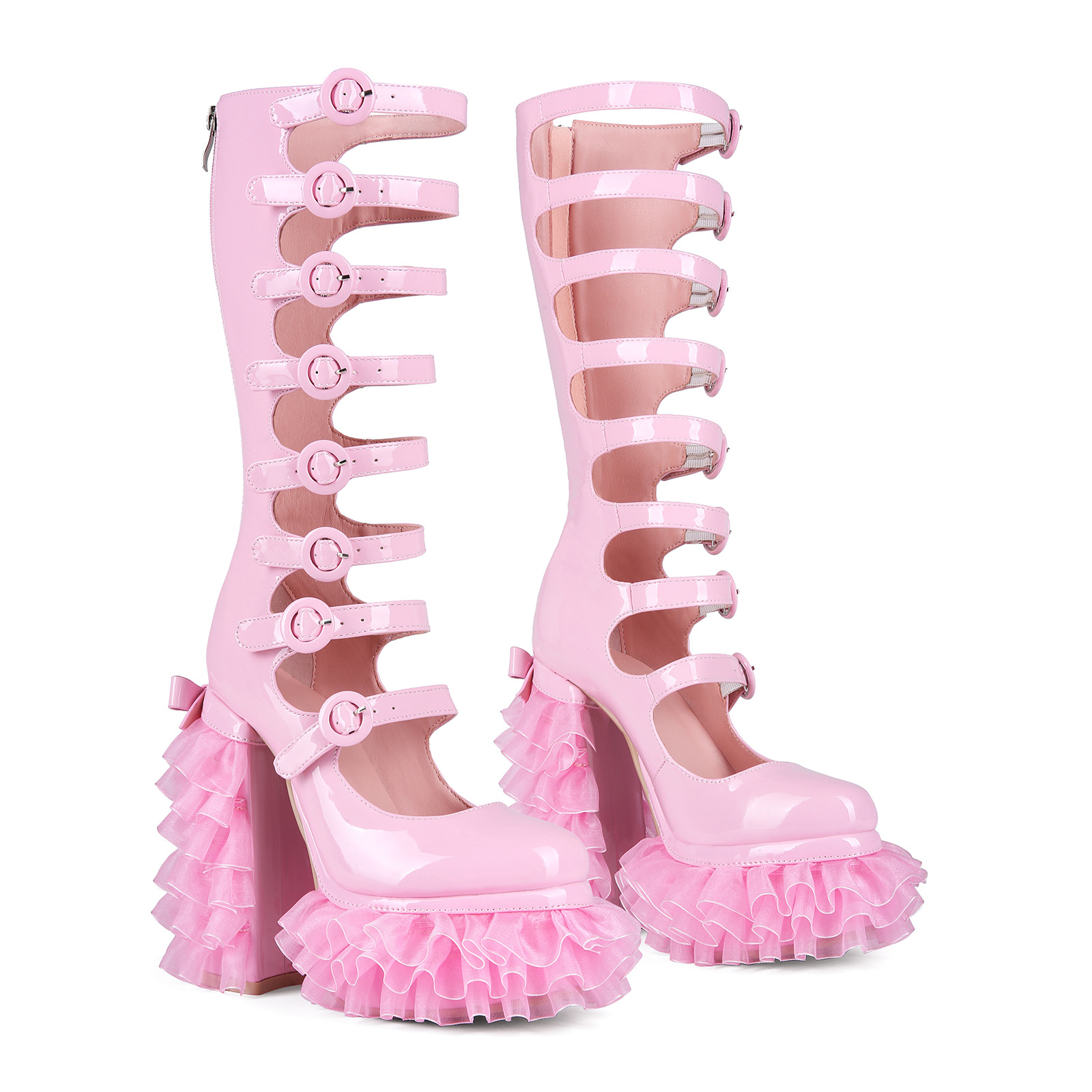 Music Festival Stage Fringe Chunky Heel Womens Long Ankle Boots foto 5