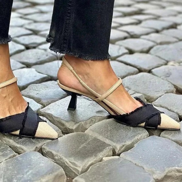 Women's Stiletto Heel Color Block Pointed Sandals foto 3