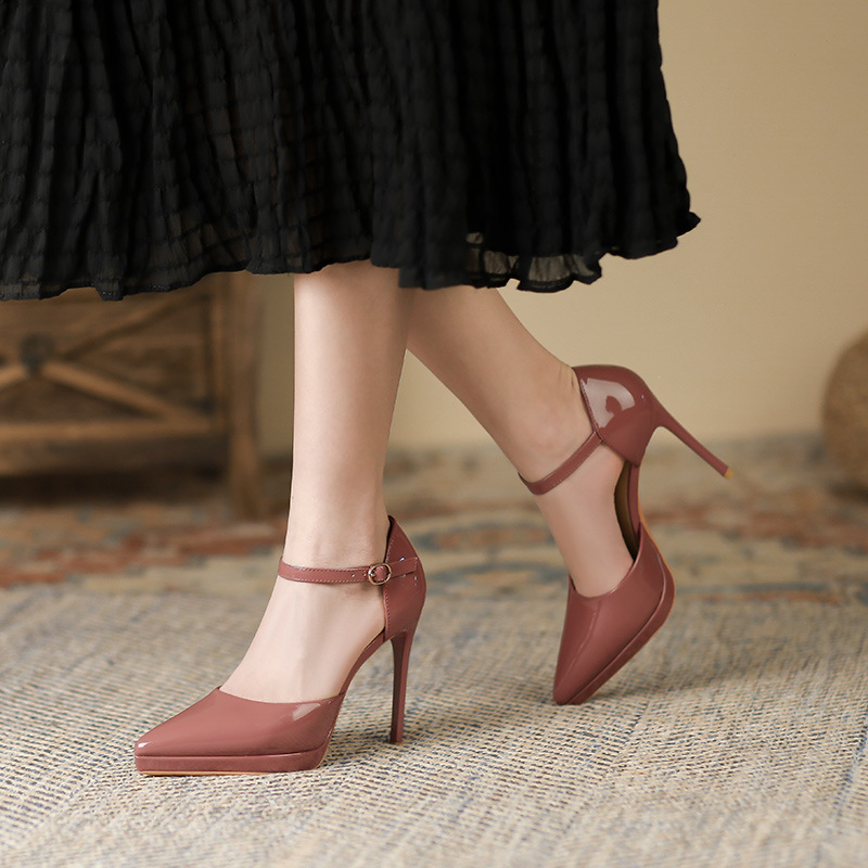Pointed-toe Waterproof Platform Hollow 10 5cm Women's High Heels foto 2