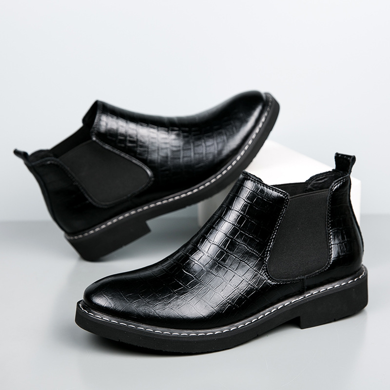 European And American Middle High Top Men's Leather Boots foto 5