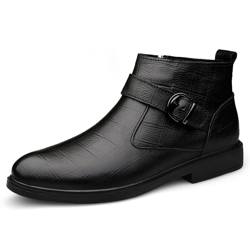 Cowhide And Velvet Warm Leisure Plus Size Leather Boots foto 2