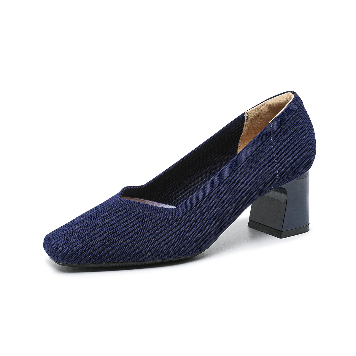 Rough Heeled Square Toe High Heels For Women foto 5