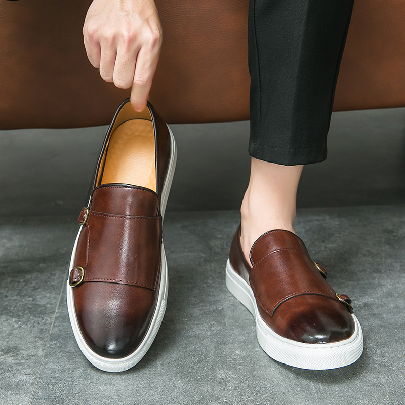 Men's Fashion Casual Double Buckle Leather Shoes foto 5