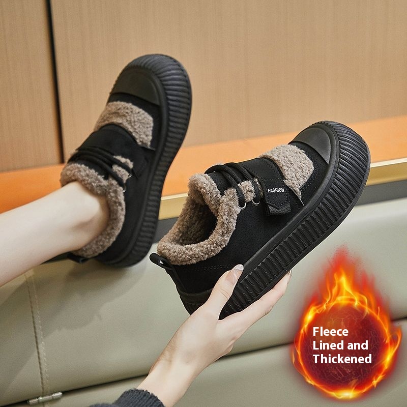 Fleece-lined Sneakers Women's Thick Bottom Non-slip Warm Cotton Shoes foto 5