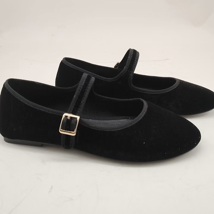 Casual Velvet Flat Pumps Buckle Mary Jane Ballet Slipper foto 4