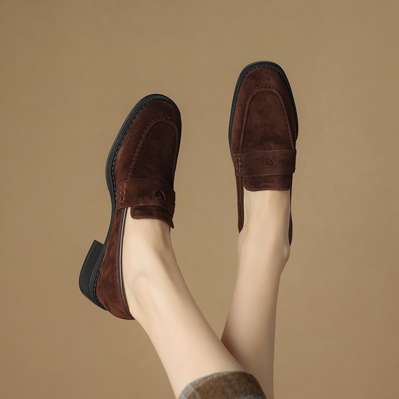 Sheepskin Chunky Heel Pumps Women Spring Concise foto 4