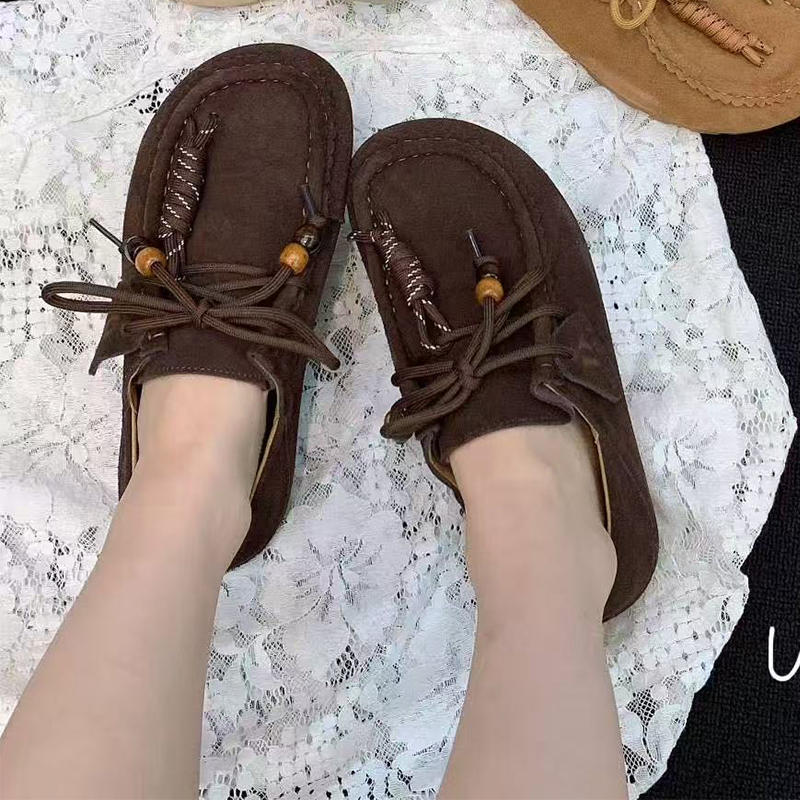 Spring And Autumn New Sand Lace-up Tassel Soft Bottom Loafers Gommino foto 3