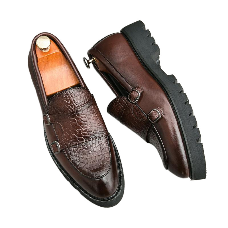 Slip-on Platform Height Increasing Men's Leather Loafers Shoes foto 2