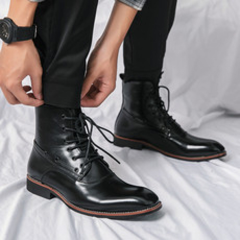 Mens Shoes British-style Height-increasing Leather Boots Hairstylist-pointed-toe Leather Shoes foto 3