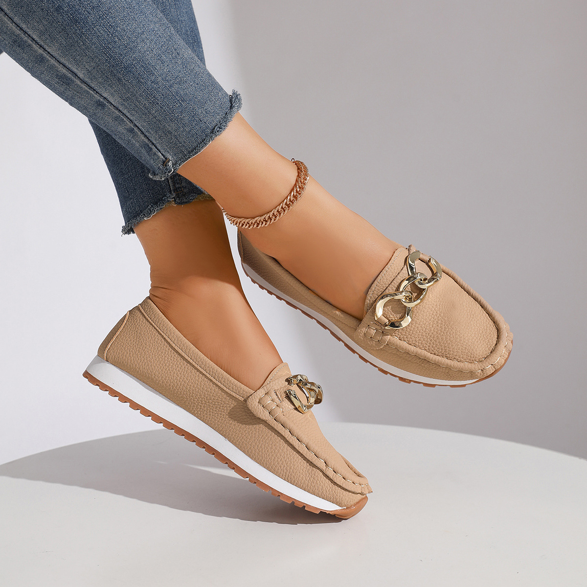 Chains Flats Womens Fashion Casual Comfortable Slip-on Shoes Loafers Spring Summer Fall foto 5
