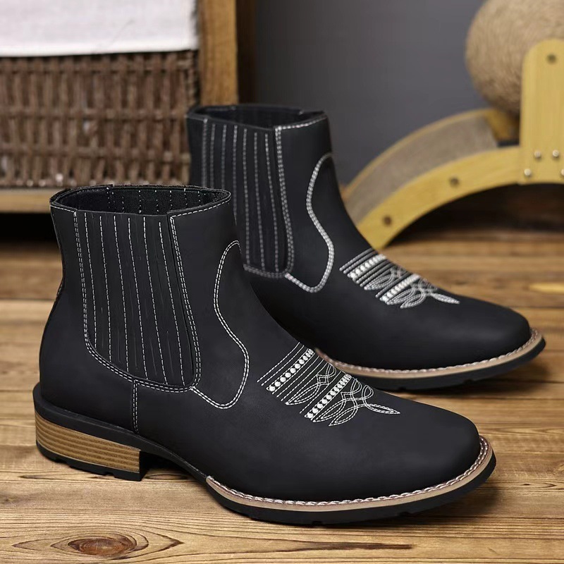 Embroidered Ankle High Mens Martin Boots foto 2