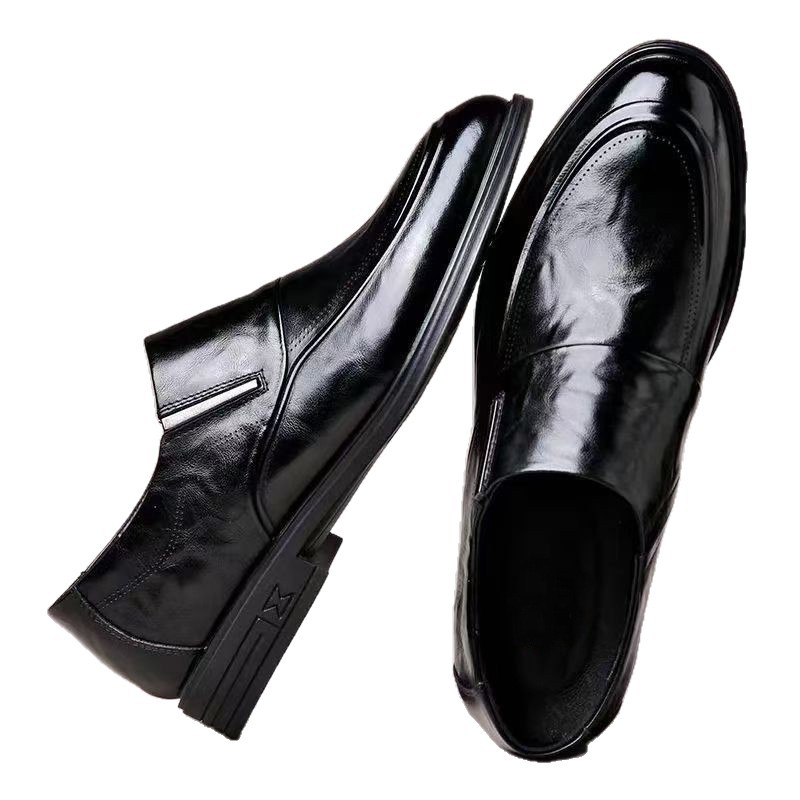 Business Formal Wear Soft Leather Soft Bottom Pointed Wedding Bridegroom Slip-on Suit Shoes foto 3