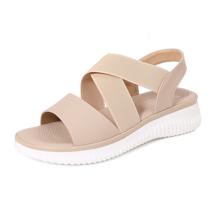 Bohemian Style Striped Stretch Rubber Band Flat Sandals foto 4