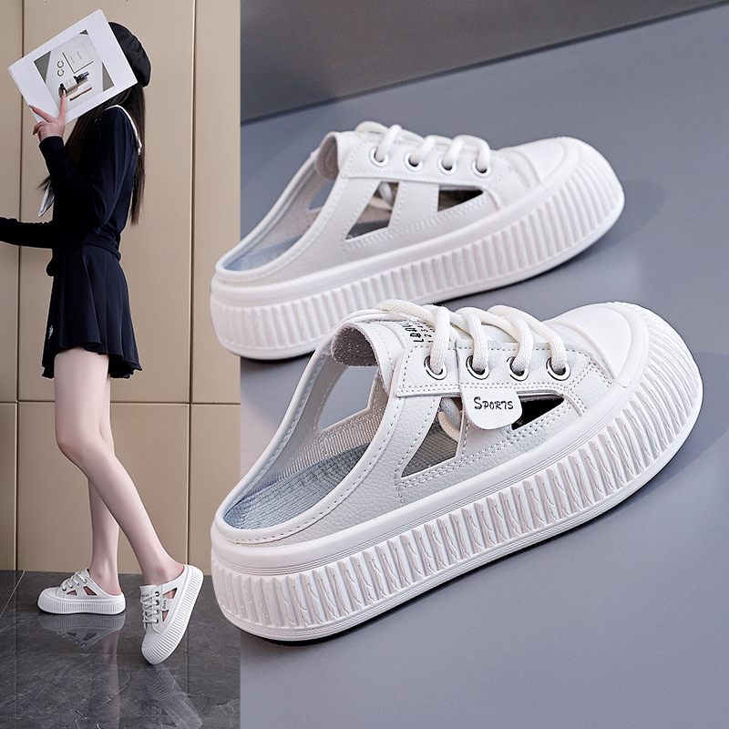 Slide-on Hollowed-out Breathable Thick-soled Half-slipper Sneakers foto 4