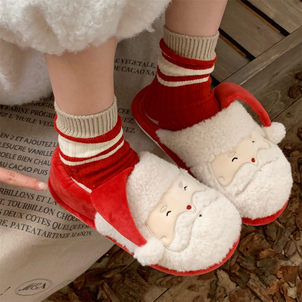 Male And Female Cute Santa Ins Leisure Warm Plush Confinement Shoes foto 3