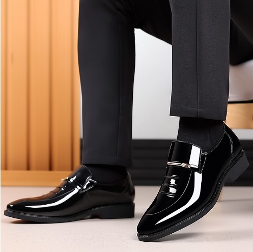 Men's Business British Style Patent Leather Shoes foto 3
