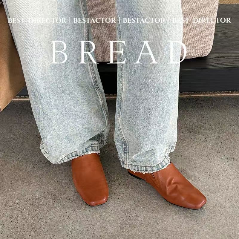 Women's Handmade Full-Grain Sheepskin Closed-Toe Mules, Square Toe Slip-On Flat Slides foto 4