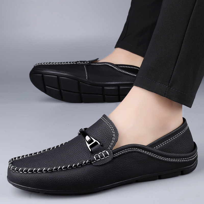 Extra Large Casual Leather Shoes Leather Widened Gommino foto 5