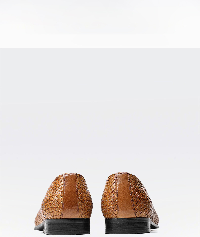 Cowhide Woven Men's Slip-on Business Men's Shoes foto 3