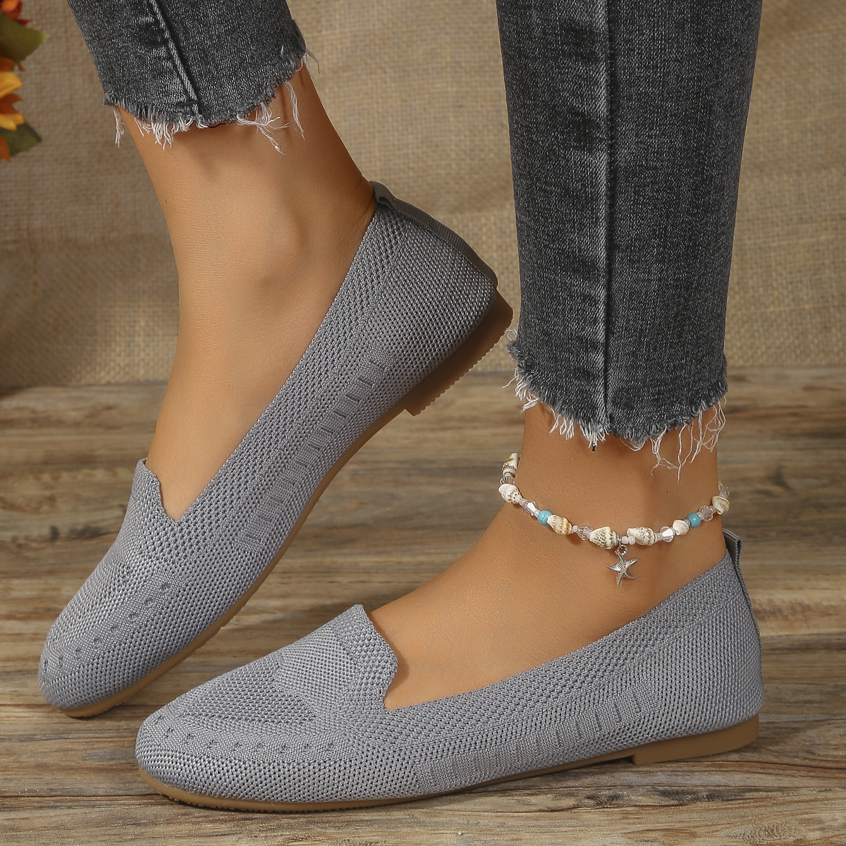 Fly Woven Mesh Low-cut Slip-on Lazy Flat Women's Casual Shoes foto 3