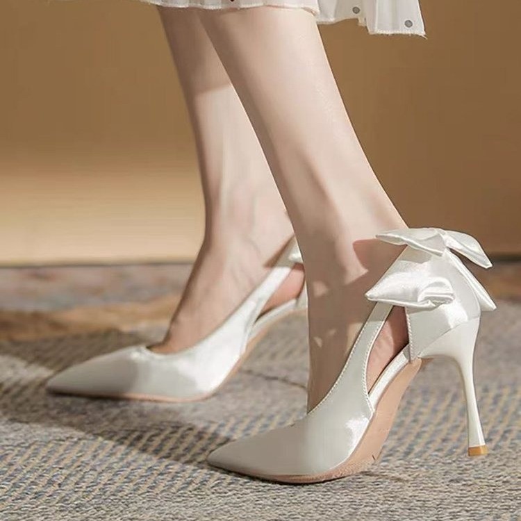 New Wedding Shoes Bridal Shoes Bow Satin Bridesmaid Shoes foto 5