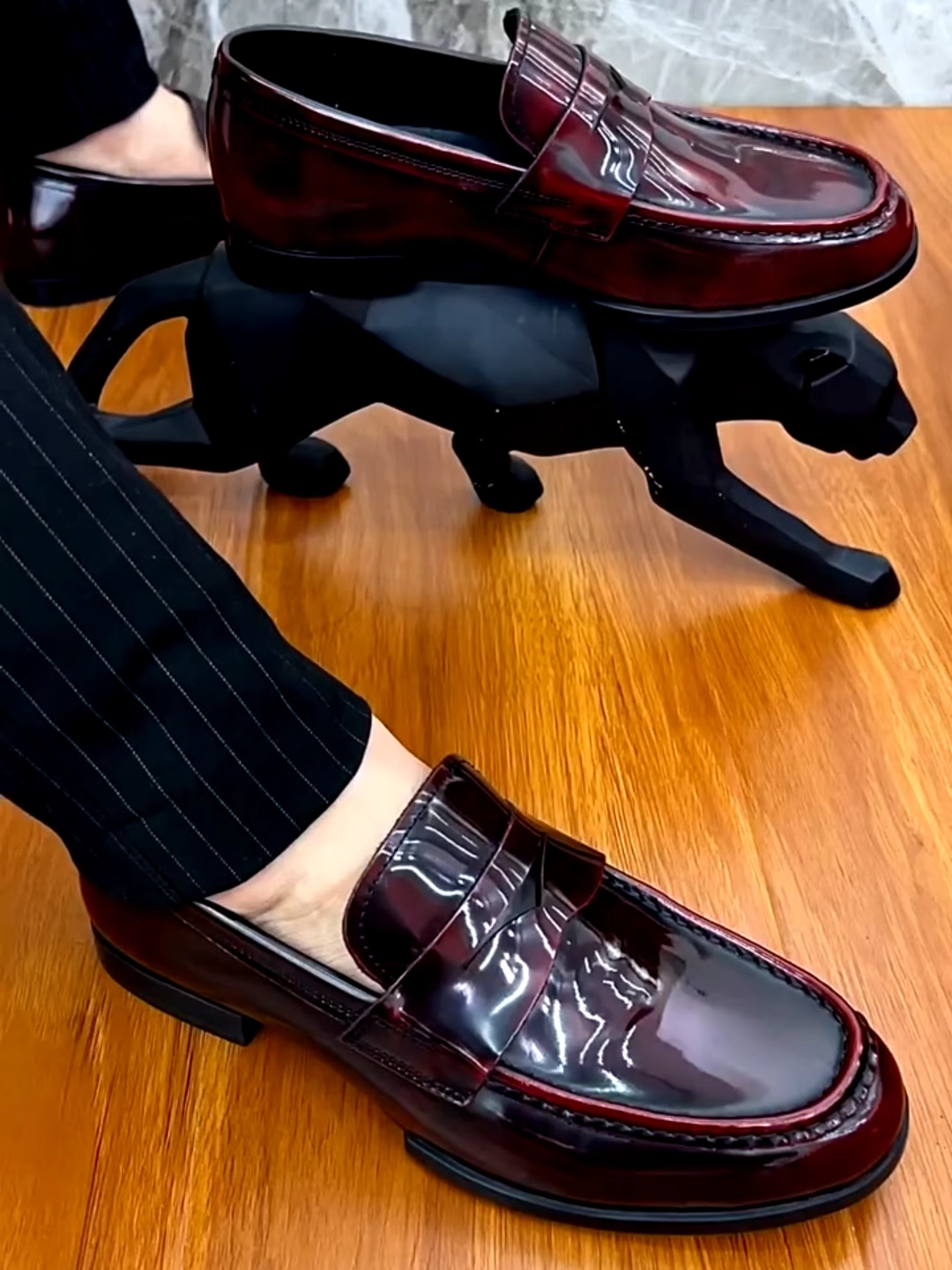 Men's Glossy Pure Leather Business Fashion Leather Shoes foto 2